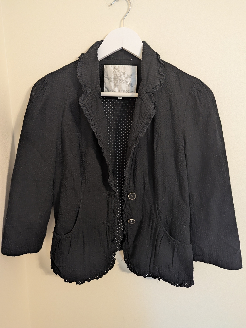 John Rocha Black Women's Ruffled Collar Jacket